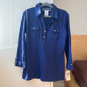 BNWT Karen Scott Blue 100% Cotton Shirt - XS